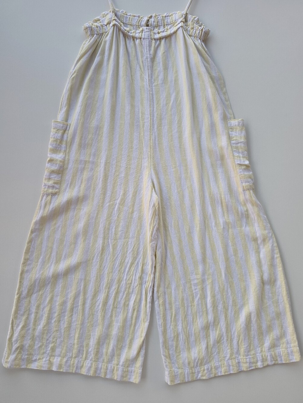 Stoney Clover Lane Linen Blend Yellow And White Striped Jumpsuit